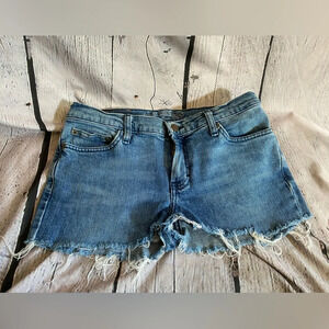 5/$20 Women’s American Eagle Stretch Skinny Flare Cutoff Jean Shorts Blue Size 4